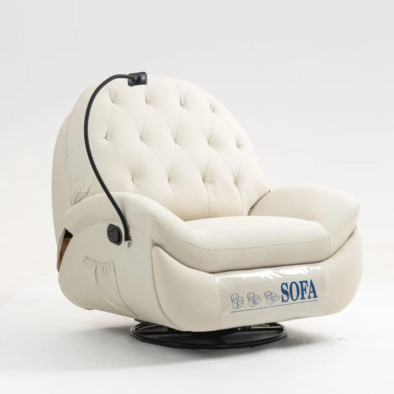 Modern Design Leather Massage Lounge Chair Retractable Frame Living Room Furniture Set Fabric Lounge Chair Sofa