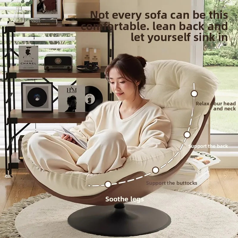 Penguin sofa chair, single lazy rotating sofa, rotating leisure chair, nest lounge chair, fully wrapped sofa, suede fabric