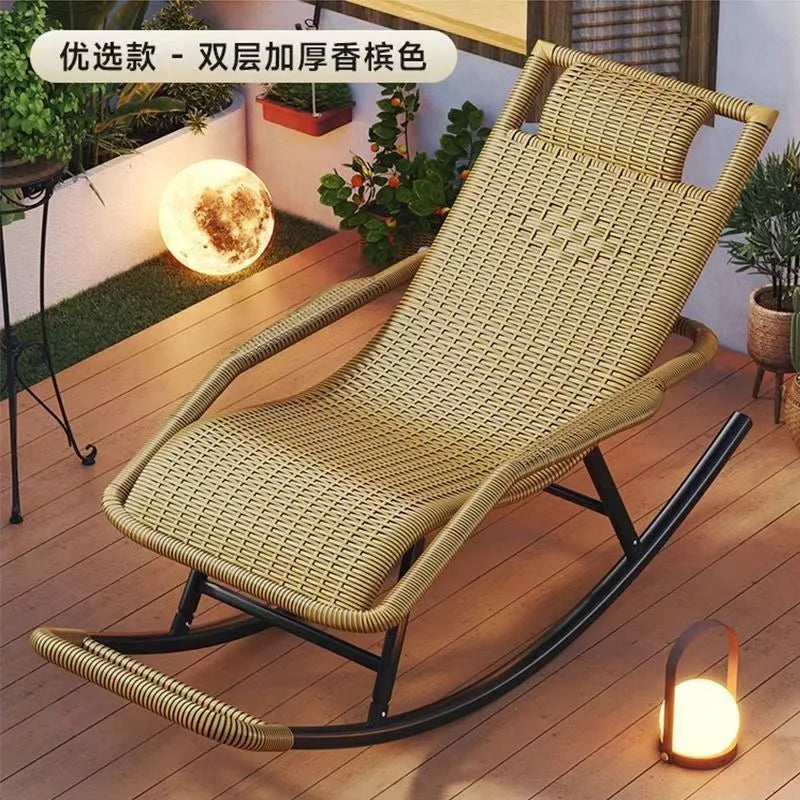 Rocking  Reclining Chair Adult Rattan Lunch Break Balcony Home Leisure Sleeping Living Room Elderly Free Chair