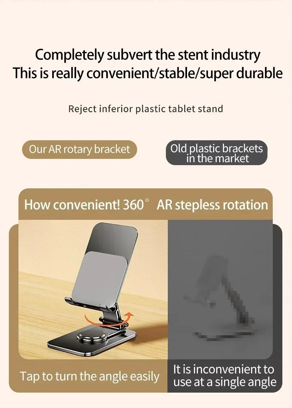 360° Rotation Metal Phone Holder Portable Foldable Desktop Tablet Stand For iPhone Samsung Xiaomi iPad Air Cellphone Bracket