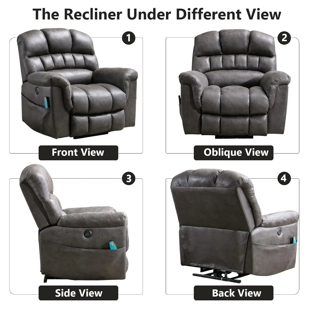 Massage Recliner Chair, Overstuffed Rocker Lazy Boy Chairs with Vibration&Gently Heat,Fabric Ergonomic Manual Nursery, Custom