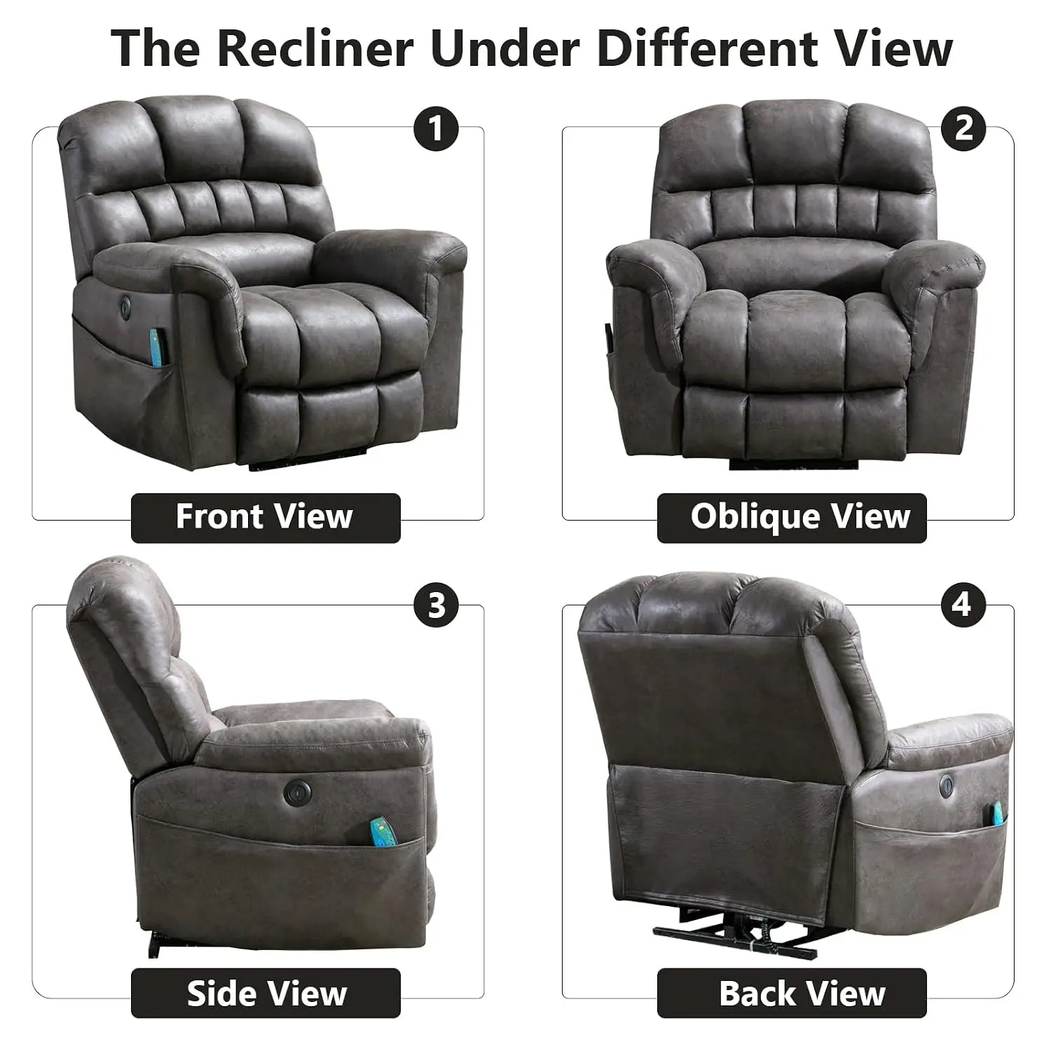 Massage Recliner Chair, Overstuffed Rocker Lazy Boy Chairs with Vibration&Gently Heat,Fabric Ergonomic Manual Nursery, Custom