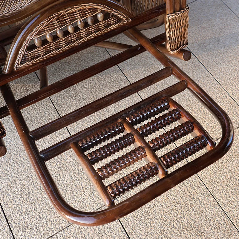 Natural rattan rocking chair elderly recliner balcony