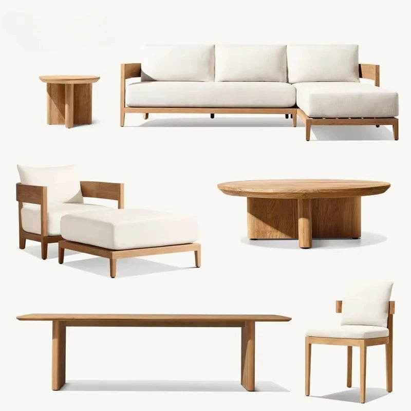 Teak Sofa Water Proof Linen Matira Customizable Colors Garden Sofa Set Teak Wood rh Outdoor Furniture Set
