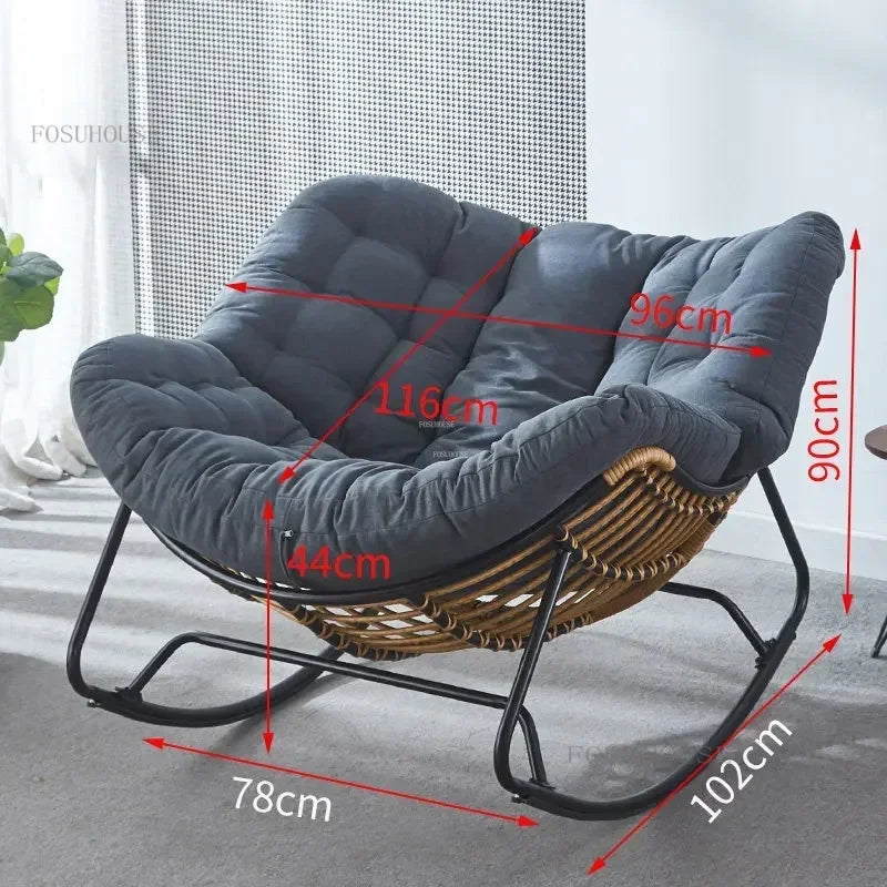 Nordic Lazy Living Room Chairs Home Balcony Rocking Chairs Reclining Sofas Rattan Sofa Leisure Rocking Chair Home Furniture