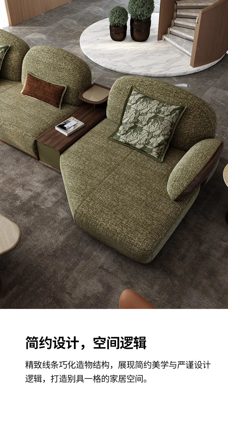 Chinese simple fabric solid wood living room corner combination sofa