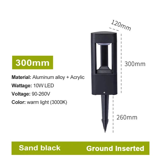 Outdoor LED Bollard Landscape Light Black Garden Pathway Lighting Fixtures Floor Lawn Lamp for Pillar Driveway Patio Yard Decora