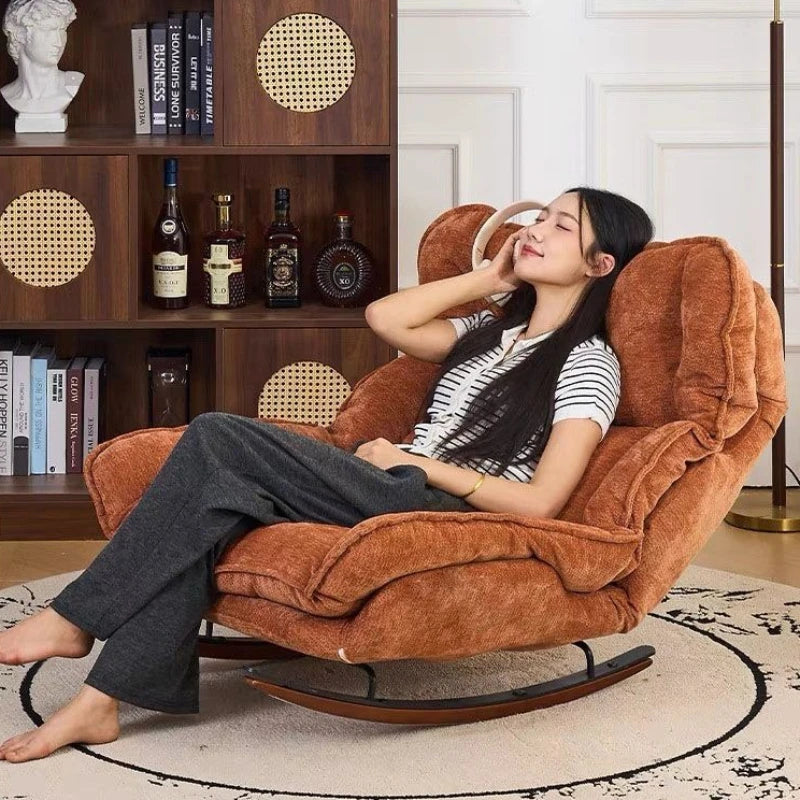 Stable Rocking chair Lazy sofa Adjustable folding single sofa chair Home leisure bedroom Balcony lunch break recliner