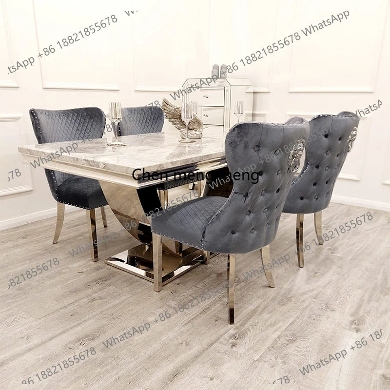 Popular Nordic Style Modern Dining Room Set Italian Luxury Design Home Furniture Marble Top Dining Table