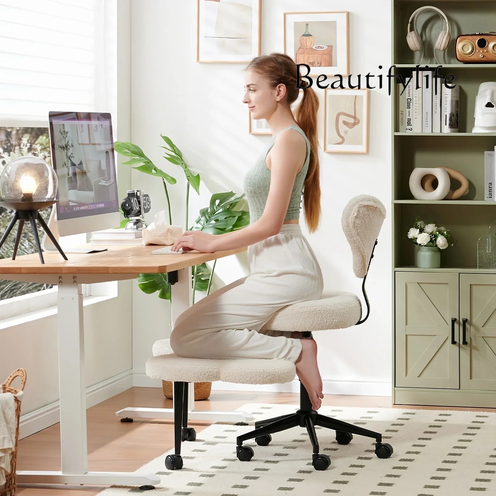 JB Cross Leg Chair - Meditation Chair With Wheels, ADHD Chair, Height Adjustable Seat, Adjustable Footstool