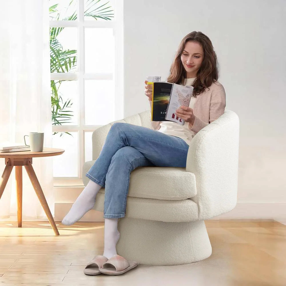 Swivel Accent Chair with Armrest, Modern 360 Degree Swivel Barrel Chair with Curve Back for Living Room,Bedroom,Waiting Room