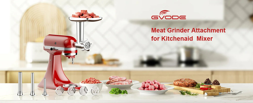 Metal Meat Grinder Attachment for KitchenAid Stand Mixer with 4 Grinding Plates 3 Sausage Tubes 2 Blades