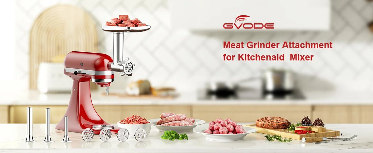 Metal Meat Grinder Attachment for KitchenAid Stand Mixer with 4 Grinding Plates 3 Sausage Tubes 2 Blades