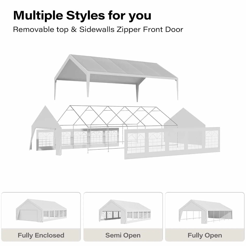 20x30 Party Tent, Heavy Duty White Wedding Canopy with Removable Sidewalls & Steel Frame, Event Shelter Tent for, Custom
