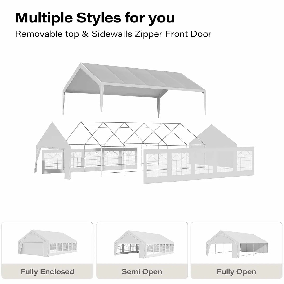 20x30 Party Tent, Heavy Duty White Wedding Canopy with Removable Sidewalls & Steel Frame, Event Shelter Tent for, Custom