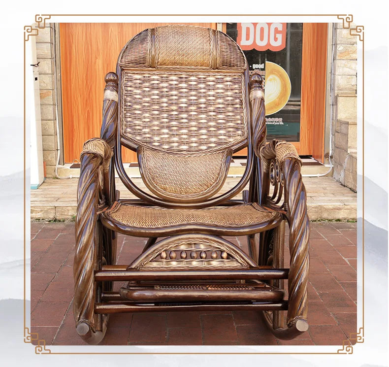 Balcony Siesta Elderly Natural Rattan Chair Rocking Chair Leisure Easy Chair Household