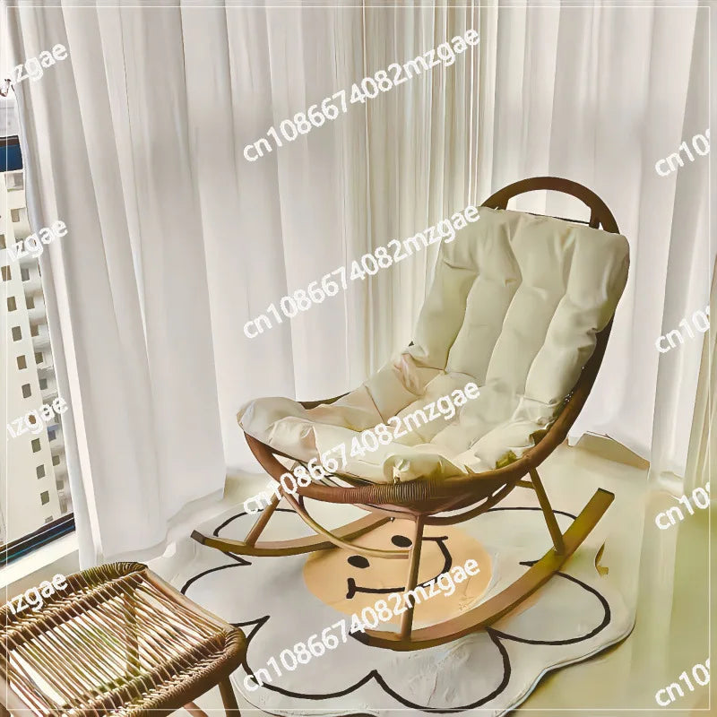 Rattan rocking chair outdoor balcony lounge chair leisure courtyard lazy sofa can lie and sleep outdoor single rattan chair