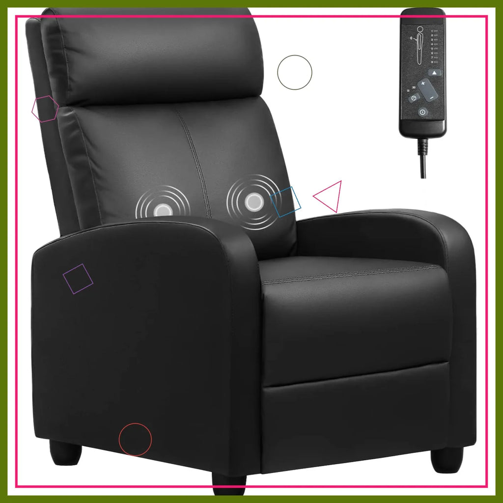 Adjustable Massage Recliner Chair with Footrest, PU Leather Sofa for Living Room Home Theater