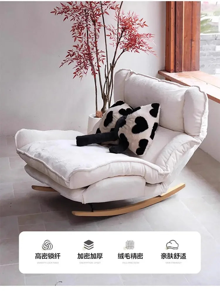 Adjustable Rocking Single Lazy Sofa Recliner Chair, High Comfort Leisure Lounge Sofa Chair for Balcony Bedroom Indoor Reading