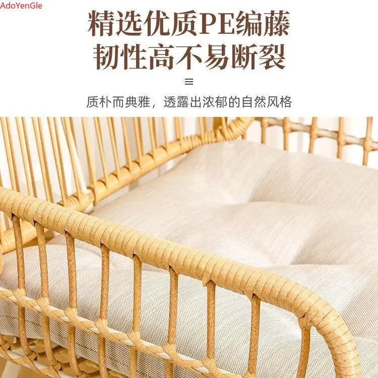 Rattan woven rocking chair Home leisure creative nap balcony adult living room modern garden handmade lounge chair