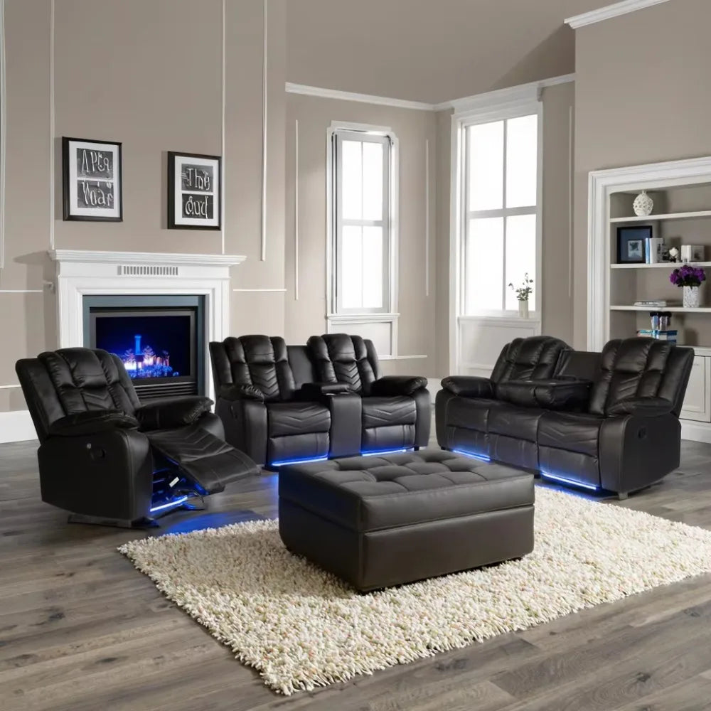 Electric Recliner  Chair Combination Leather Cover Cinema Living Room Sofa Power Supply USB Luminous