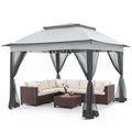 11x11 Pop Up Gazebo with Mesh Netting, Instant Outdoor Canopy Tent, Water Resistant Shelter with UPF 50+ UV Protection