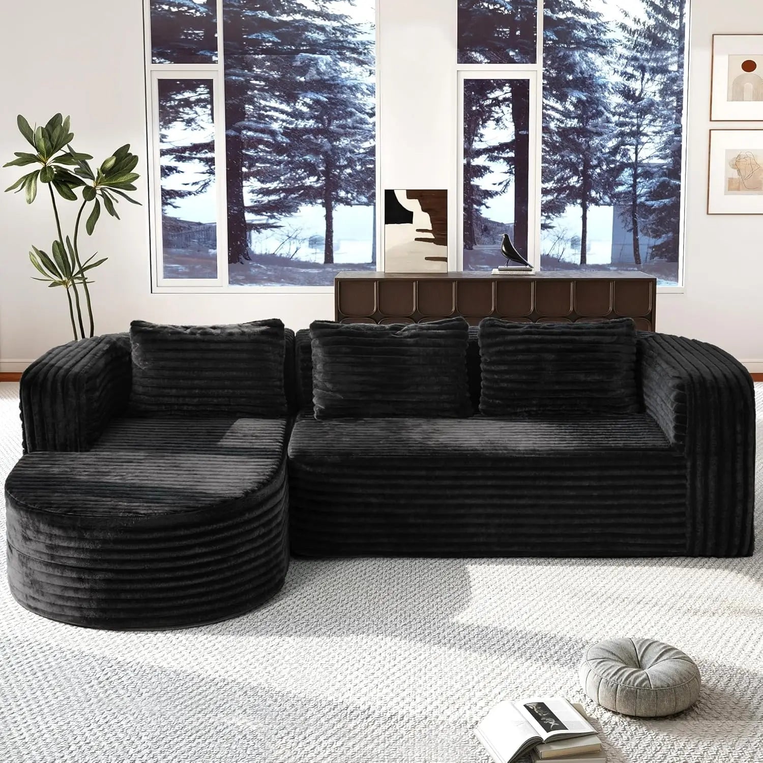 #96" Modular Sectional Sofa Oversized Chaise L Shape 3 Seat Living Room Apartment No Assembly, Customized