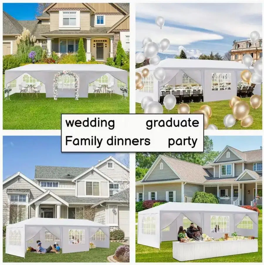 10x30' Wedding Party Canopy Tent Outdoor Gazebo With 8 Removable Sidewalls- Elegant White Gazebo Pavilion For Weddings, Catering Events, Bbqs, Parties - Spacious Shelter With Zippered Doors, Ideal For Backyard, Garden, Weddin