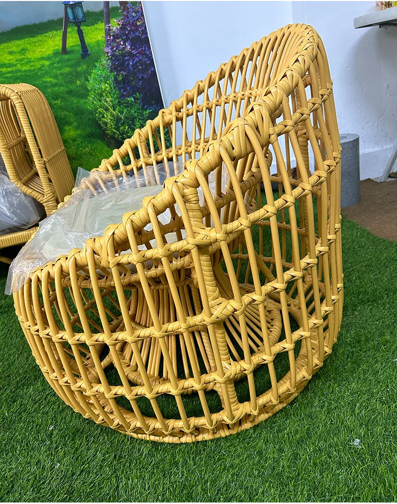 Outdoor rattan sofa coffee table combination courtyard garden terrace casual woven rattan chair outdoor waterproof and sunscreen