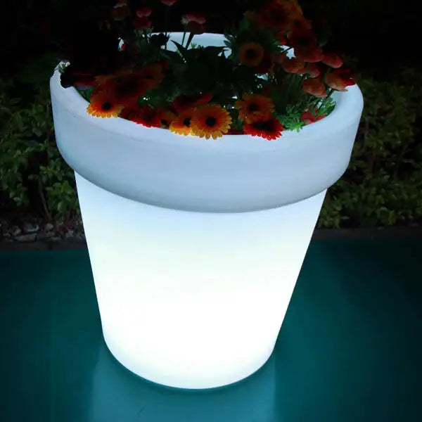 LED Illuminated Outdoor Flower Pots for Garden Decor Big Plastic Christmas Holiday -Up Flower Pots