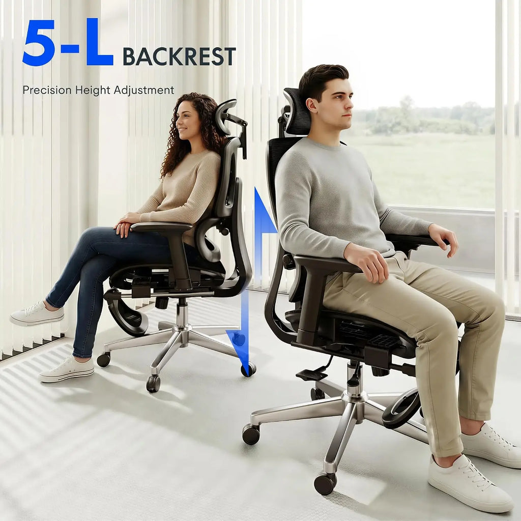 Ergonomic Office Chair with Adjustable Armrests, Lumbar Support, Recline, Tilt, Mesh, Footrest, Home & Office, Customized