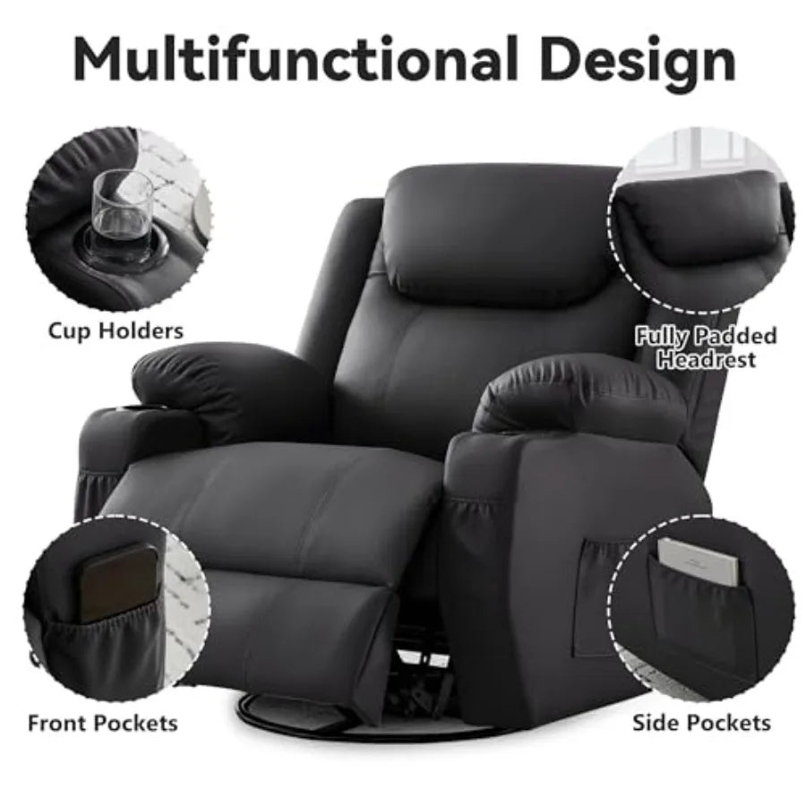 Recliner Chair,Rocking Chair with Massage and Heat,360° Swivel Recliner Chairs for Adults,for Bedroom,Nursery,Living Room Chairs