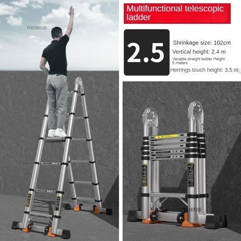 Folding Ladder for Construction Site Metal Telescopic Modern Thickened Ladders Creative Multifunctional Step Ladders for Home G