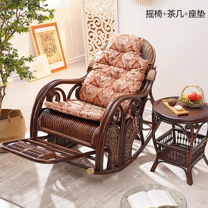 Natural rattan rocking chair adult sofa household cushion living room