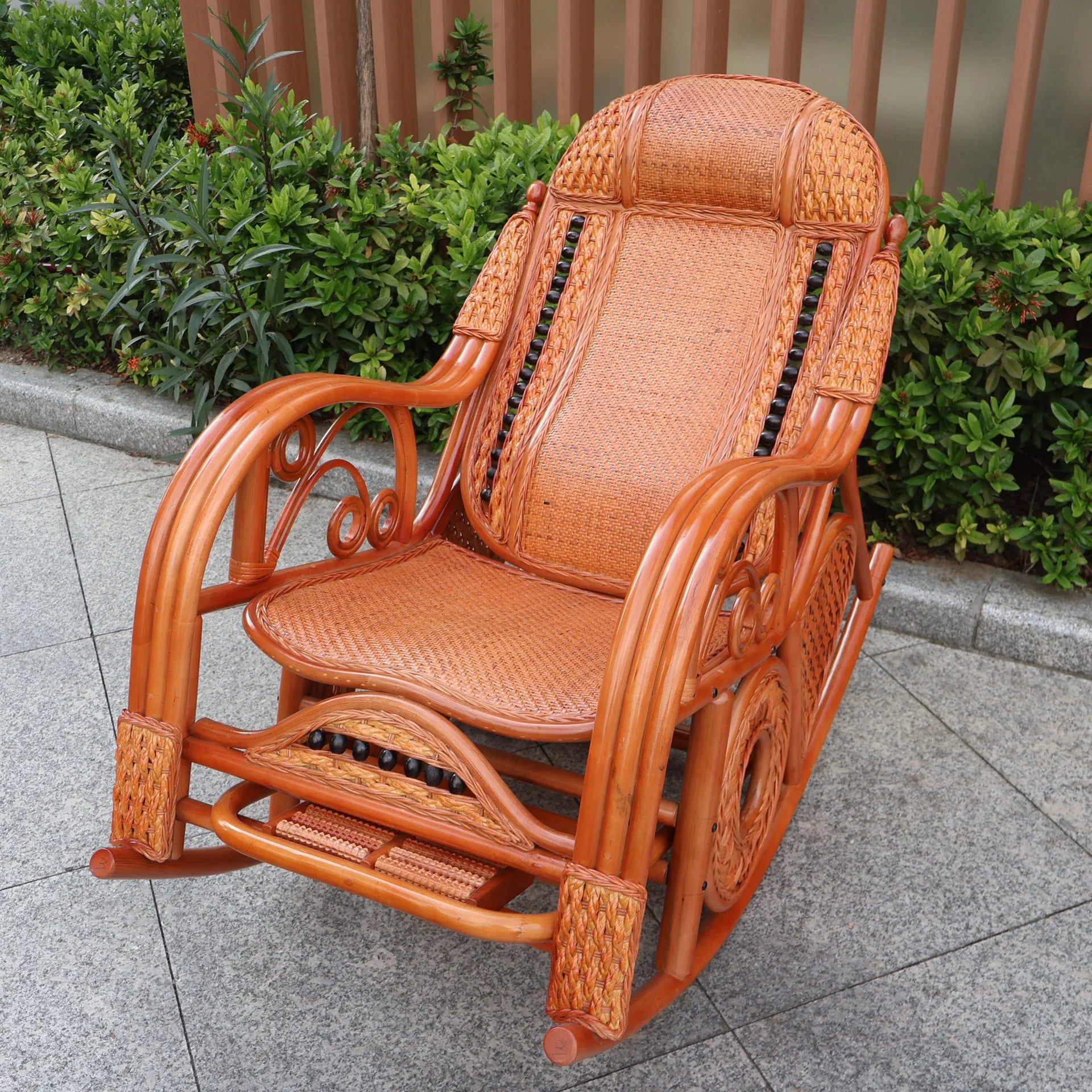 Natural rattan rocking chair sofa recliner lazy adult elderly chair living room