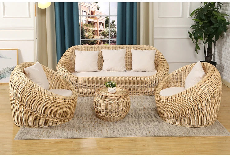 Rattan Wicker Sofa Chair for Indoor Outdoor Use Tatami Balcony Bedroom Living Room Decor Casual Single Double Triple Seating