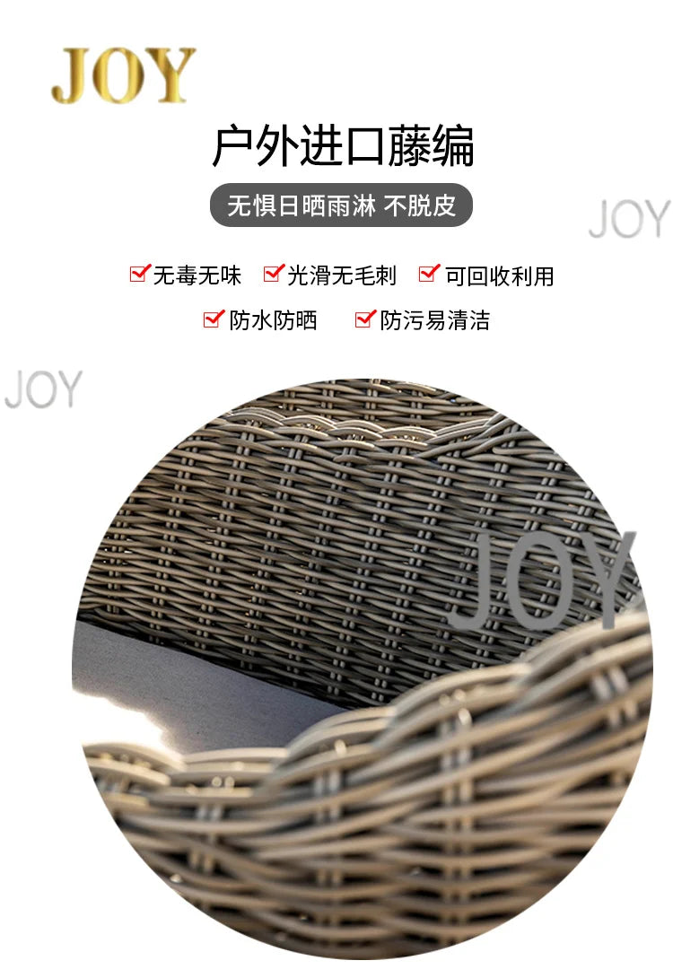 #Outdoor sofa, balcony, courtyard, outdoor sunroom, villa, waterproof and sun protection combination, rattan furniture