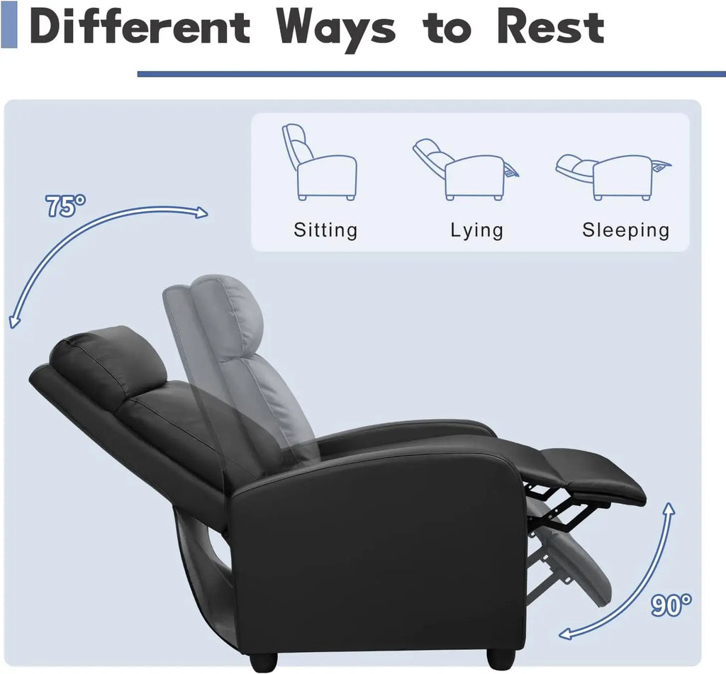 Adjustable Massage Recliner Chair with Footrest, PU Leather Sofa for Living Room Home Theater