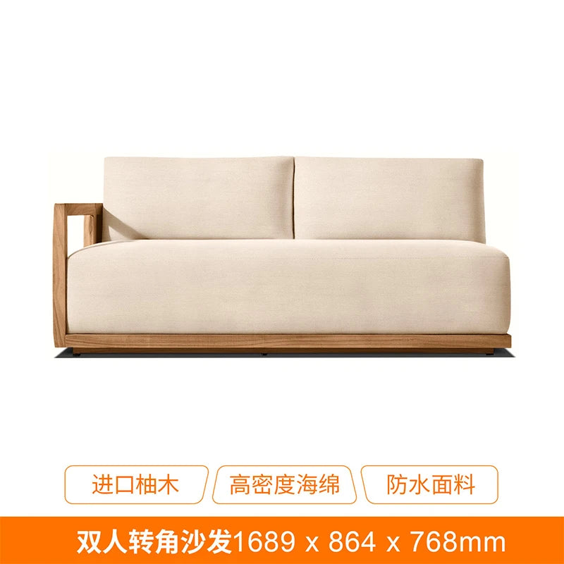 Outdoor Teak Sofa Courtyard Villa Garden Waterproof Sunscreen Outdoor Outdoor Balcony Hotel Homestay Leisure Furniture