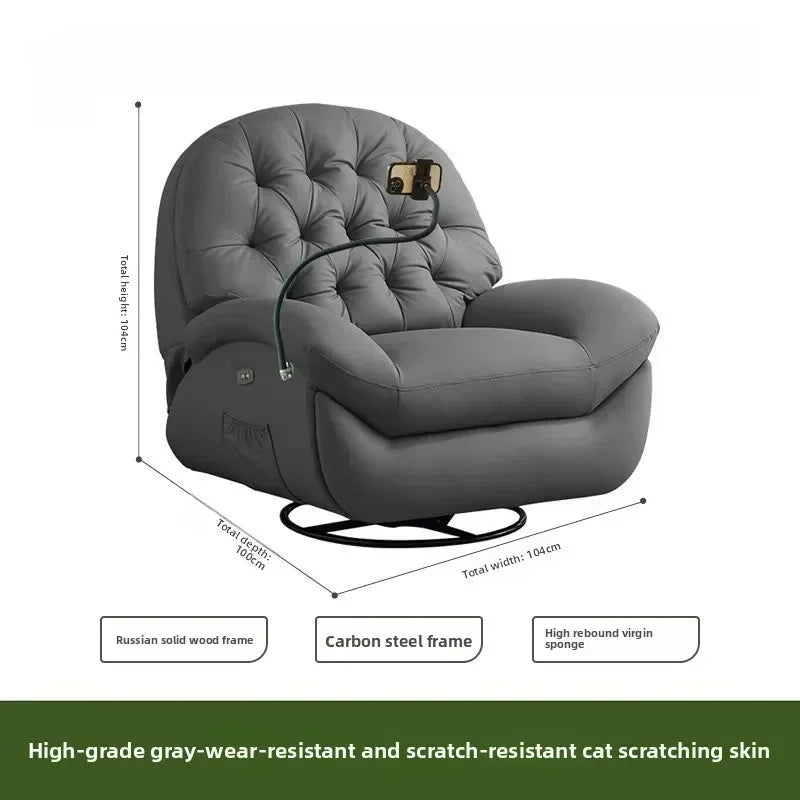 LZ X LazySofa Single Recliner Electric Space Capsule Rocking Chair Eco-Leather Lounge Living Room Suitable Sitting Reclining Sle