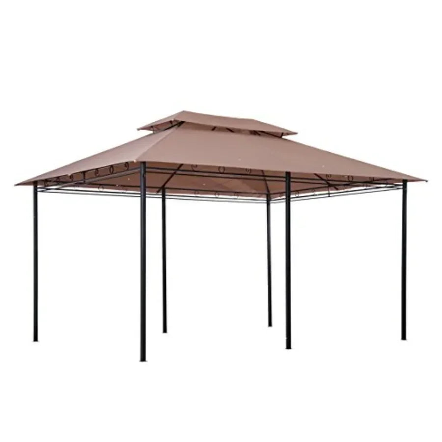 10' x 13' Patio Gazebo Outdoor  Shelter with Curtains Vented Roof Steel Fe for Garden Lawn Backyard Deck