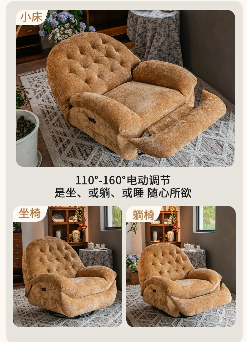 Massage Heating USB Sofa Luxury RotatableVoice Control Single Small Chaise Couch Lounge Modern Velvet Divano Soggiorno Furniture