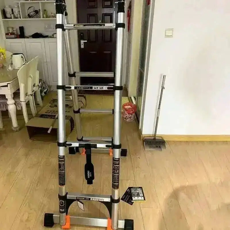 Engineering Multifunctional Aluminum Ladder Step Alloy Stools Home Folding Telescopic Ladder Portable Thick Herringbone Stairs