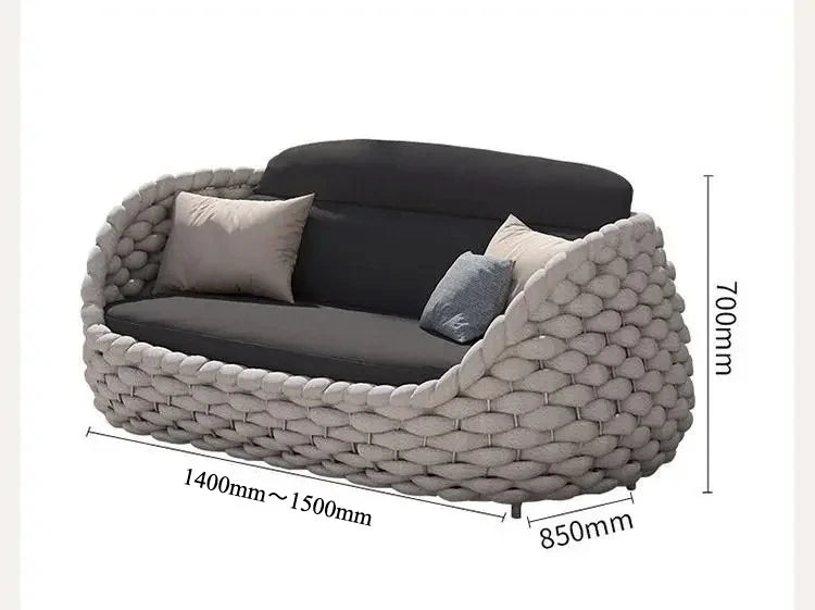 All-Weather Rattan Outdoor Sofa Set Leisure Terrace Furniture For Villa Balcony Living Room Courtyard Combination Double Chair