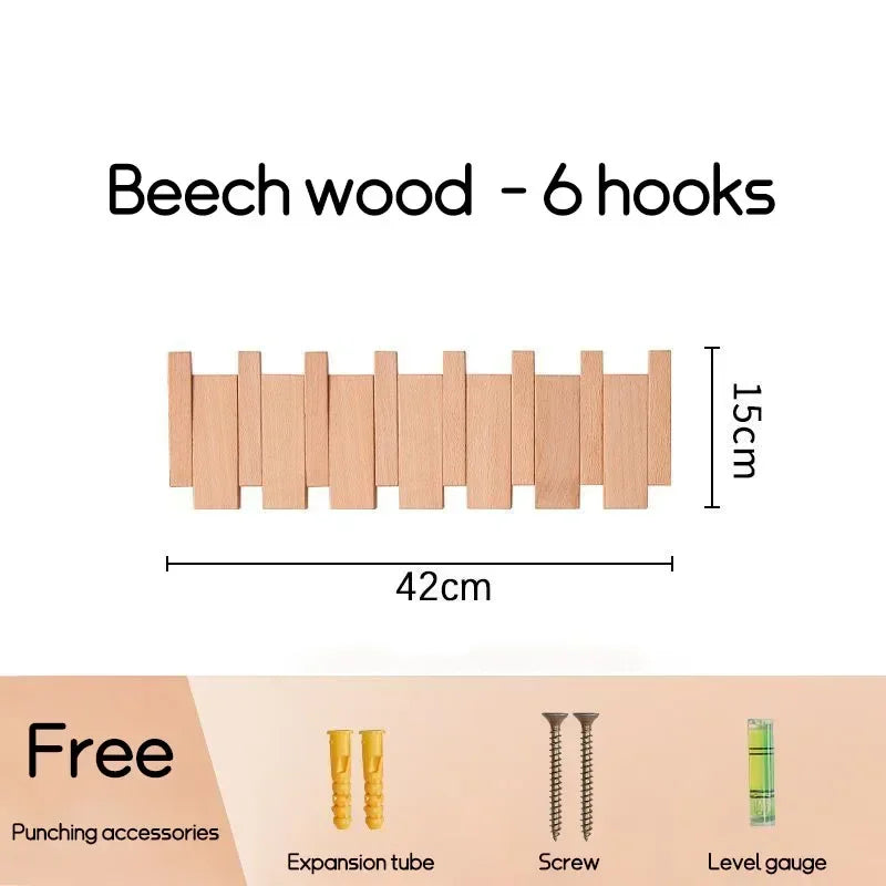 Black Walnut Coat Rack Wall Mounted Solid Wood Clothes Hooks Hallway Entrance Door Hanger Home Decor Ds Furniture Perchero