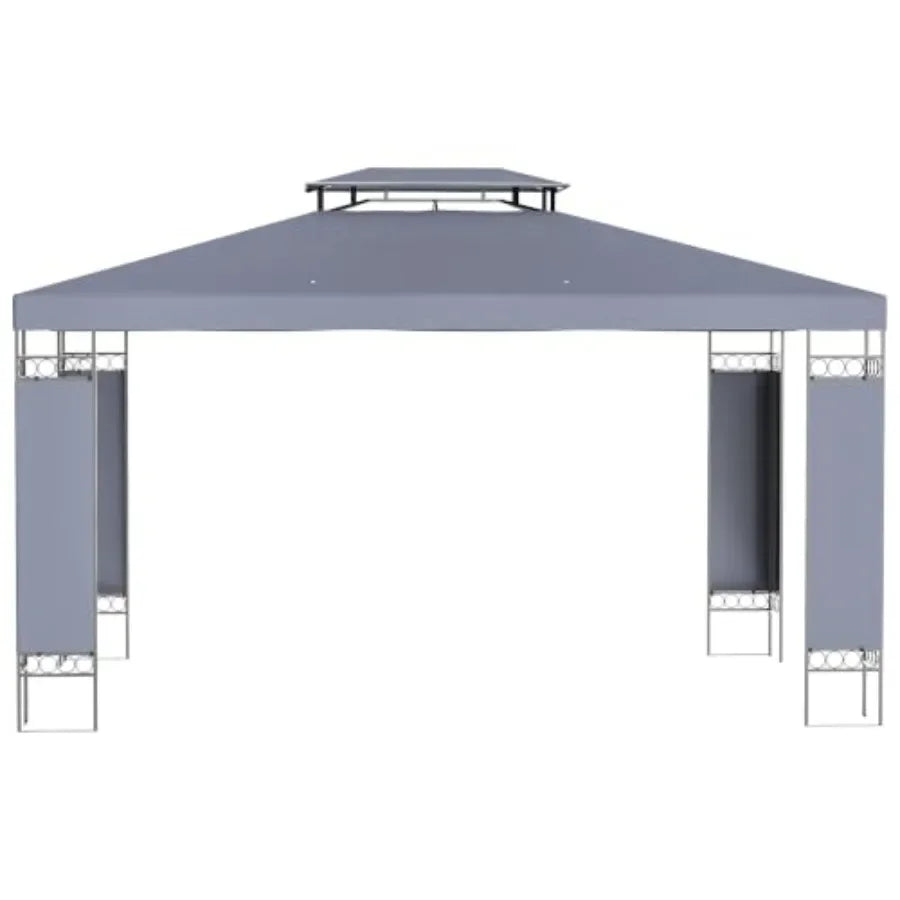 9.6' x 13' Patio Gazebo w/Screen Decorate Corner Frame