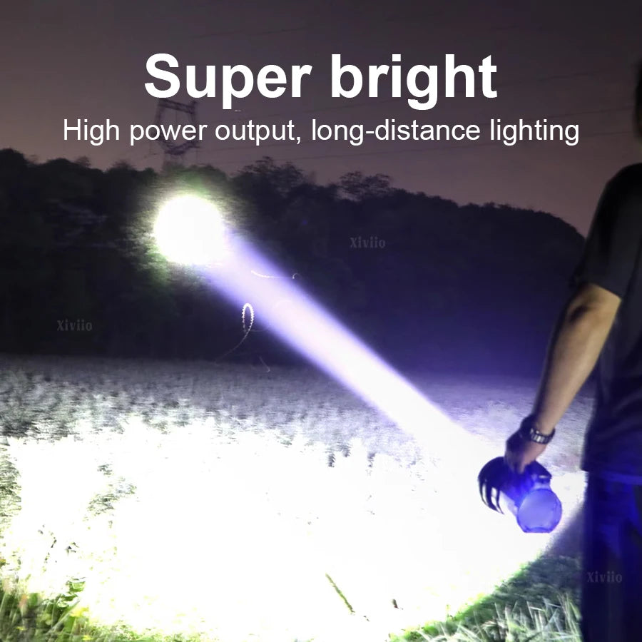 Solar LED Flashlight With COB Side Light Rechargeable Portable Handheld Flashlight Multifunction Outdoor Camping Fishing Lights