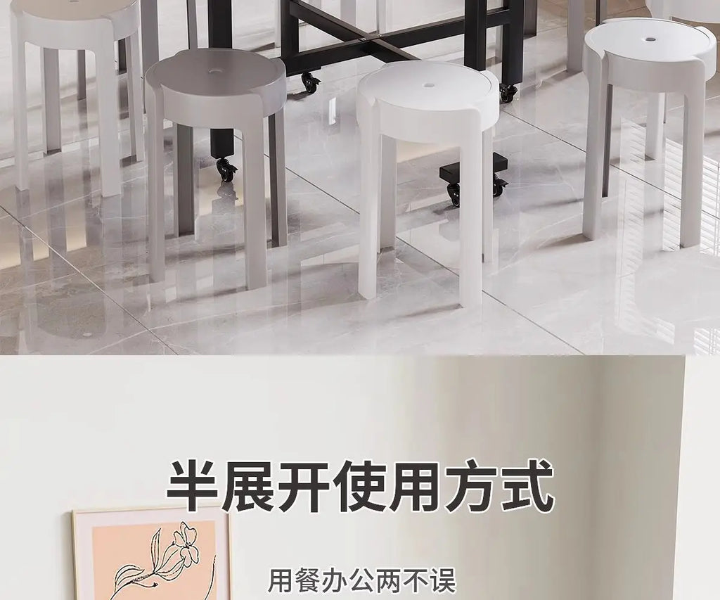 Folding telescopic dining table, living room folding large roundtable, multi-functional 20-person household diningtable, foldi