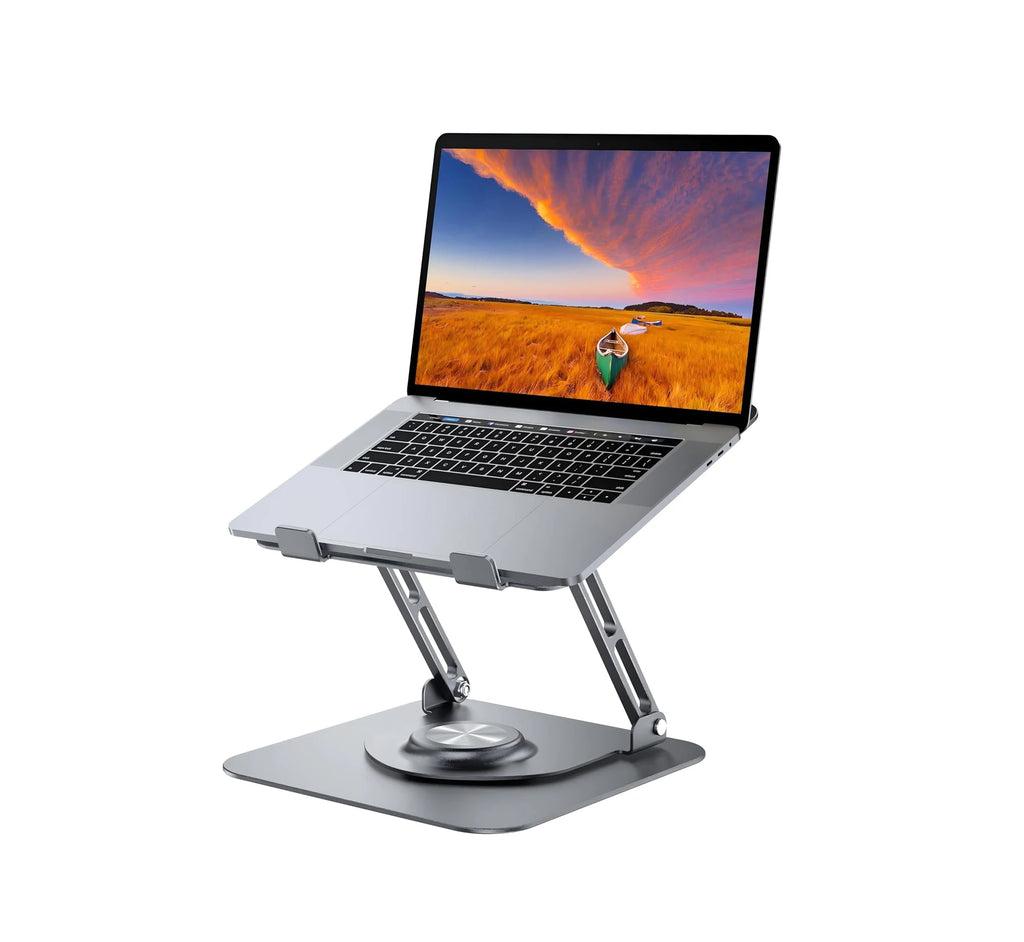 Foldable Portable Adjustable Computer Stand with 360° Rotating Base Ergonomic Laptop Riser  Laptop Stand for Desk