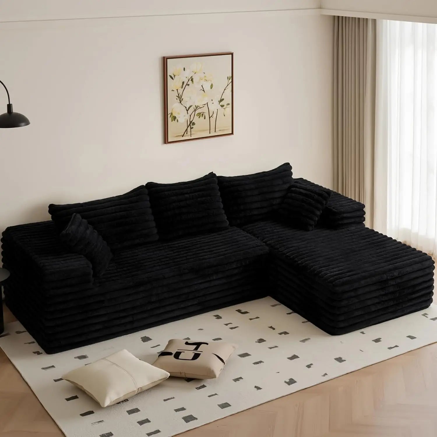 103" L Shaped Sectional Boneless Couch for Living Room, Modern Modular Cloud Sofa with Right Facing Chaise, Comfy, Customized